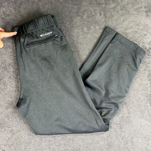 Columbia Fleece Lounge Pants Men M Gray Polyester Slit Pockets Zip Back Pocket